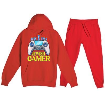 Hanukkah Jewish Gamer Video Game Christmas Xmas Boys Premium Hooded Sweatsuit Set