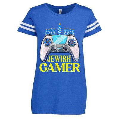 Hanukkah Jewish Gamer Video Game Christmas Xmas Boys Enza Ladies Jersey Football T-Shirt