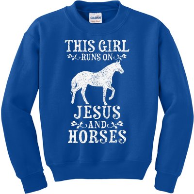 Horses & Jesus Horseback Riding Gift Christian Horse Girl Kids Sweatshirt