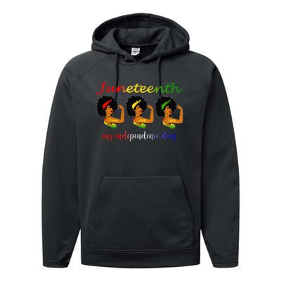 Happy Juneteenth Is My Independence Day Free Black  Performance Fleece Hoodie