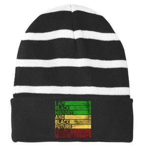 Happy Juneteenth Is My Independence Day Black Striped Beanie with Solid Band