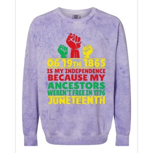 Happy Juneteenth Is My Independence Day Free Black 1865 Colorblast Crewneck Sweatshirt