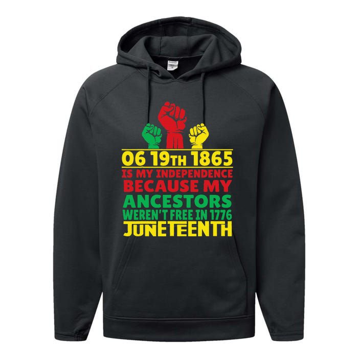 Happy Juneteenth Is My Independence Day Free Black 1865 Performance Fleece Hoodie