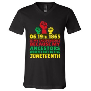 Happy Juneteenth Is My Independence Day Free Black 1865 V-Neck T-Shirt