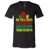 Happy Juneteenth Is My Independence Day Free Black 1865 V-Neck T-Shirt