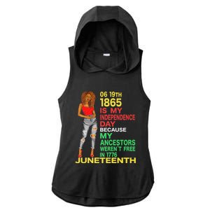 Happy Juneteenth Is My Independence Day Free Black Women Ladies PosiCharge Tri-Blend Wicking Draft Hoodie Tank