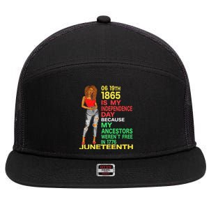 Happy Juneteenth Is My Independence Day Free Black Women 7 Panel Mesh Trucker Snapback Hat