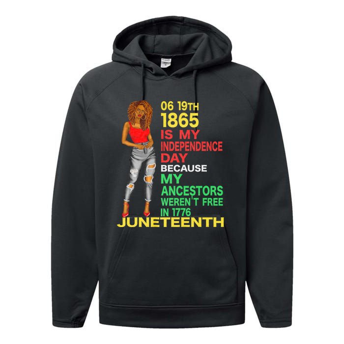 Happy Juneteenth Is My Independence Day Free Black Women Performance Fleece Hoodie