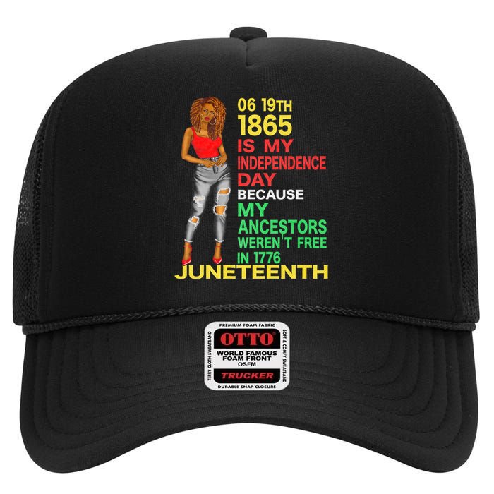 Happy Juneteenth Is My Independence Day Free Black Women High Crown Mesh Back Trucker Hat