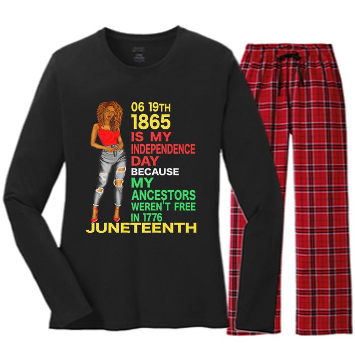 Happy Juneteenth Is My Independence Day Free Black Women Women's Long Sleeve Flannel Pajama Set 