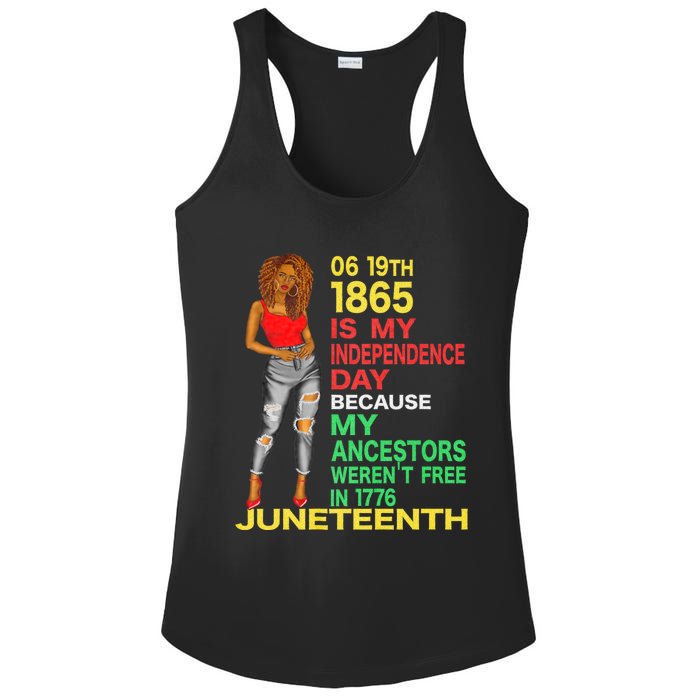 Happy Juneteenth Is My Independence Day Free Black Women Ladies PosiCharge Competitor Racerback Tank