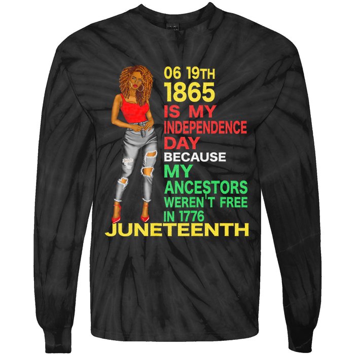 Happy Juneteenth Is My Independence Day Free Black Women Tie-Dye Long Sleeve Shirt