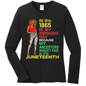 Happy Juneteenth Is My Independence Day Free Black Women Ladies Long Sleeve Shirt