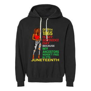 Happy Juneteenth Is My Independence Day Free Black  Garment-Dyed Fleece Hoodie