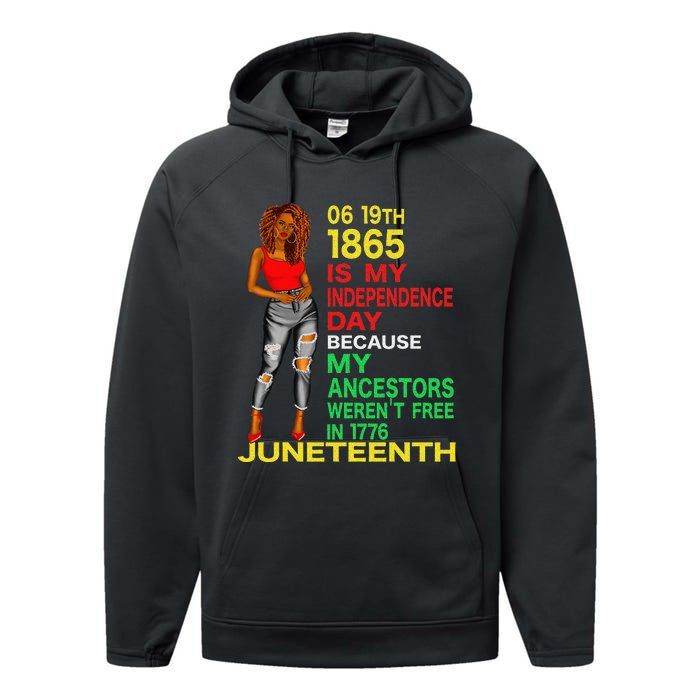 Happy Juneteenth Is My Independence Day Free Black  Performance Fleece Hoodie