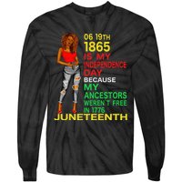 Happy Juneteenth Is My Independence Day Free Black  Tie-Dye Long Sleeve Shirt