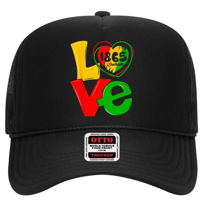 Happy Juneteenth Is My Independence Day Free Black High Crown Mesh Back Trucker Hat