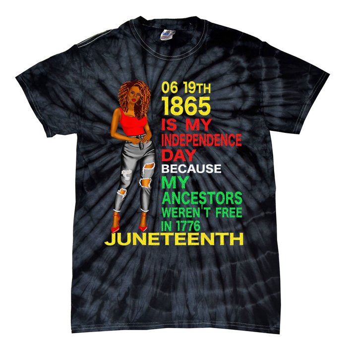 Happy Juneteenth Is My Independence Day Free Black Tie-Dye T-Shirt