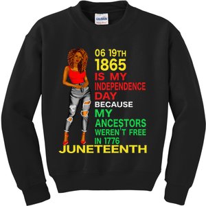 Happy Juneteenth Is My Independence Day Free Black Kids Sweatshirt