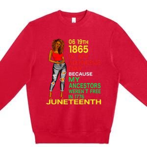 Happy Juneteenth Is My Independence Day Free Black Premium Crewneck Sweatshirt