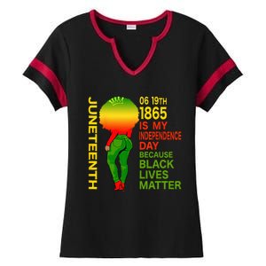 Happy Juneteenth Is My Independence Day Free Black Ladies Halftime Notch Neck Tee