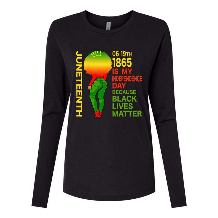 Happy Juneteenth Is My Independence Day Free Black Womens Cotton Relaxed Long Sleeve T-Shirt