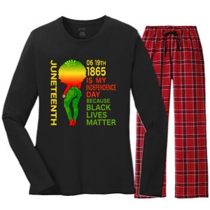 Happy Juneteenth Is My Independence Day Free Black Women's Long Sleeve Flannel Pajama Set 