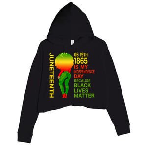 Happy Juneteenth Is My Independence Day Free Black Crop Fleece Hoodie