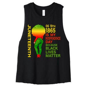 Happy Juneteenth Is My Independence Day Free Black Women's Racerback Cropped Tank