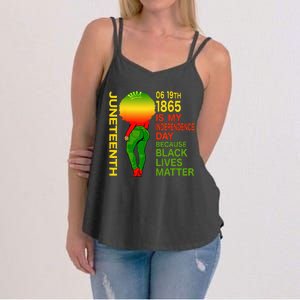 Happy Juneteenth Is My Independence Day Free Black Women's Strappy Tank