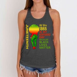 Happy Juneteenth Is My Independence Day Free Black Women's Knotted Racerback Tank