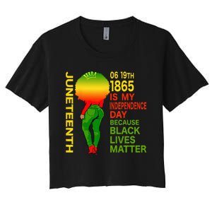 Happy Juneteenth Is My Independence Day Free Black Women's Crop Top Tee