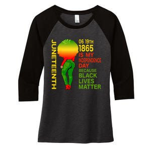 Happy Juneteenth Is My Independence Day Free Black Women's Tri-Blend 3/4-Sleeve Raglan Shirt