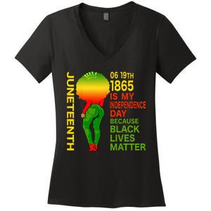 Happy Juneteenth Is My Independence Day Free Black Women's V-Neck T-Shirt