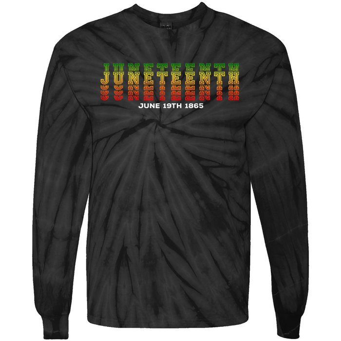 Happy Juneteenth Is My Independence Day Free Ish Black Tie-Dye Long Sleeve Shirt