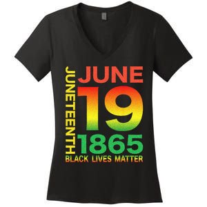 Happy Juneteenth Is My Independence Day Free Ish Black Women's V-Neck T-Shirt