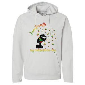 Happy Juneteenth Is My Independence Day Free Black Performance Fleece Hoodie