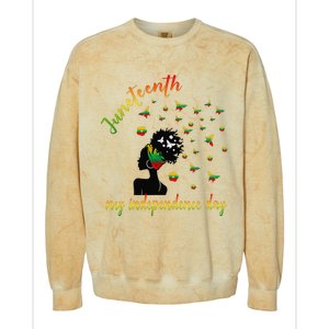 Happy Juneteenth Is My Independence Day Free Black Colorblast Crewneck Sweatshirt