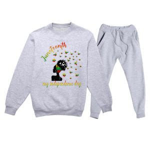 Happy Juneteenth Is My Independence Day Free Black Premium Crewneck Sweatsuit Set