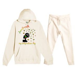 Happy Juneteenth Is My Independence Day Free Black Premium Hooded Sweatsuit Set