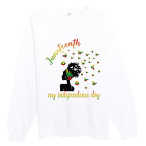 Happy Juneteenth Is My Independence Day Free Black Premium Crewneck Sweatshirt