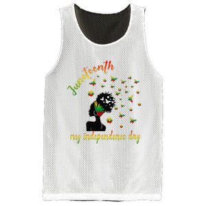 Happy Juneteenth Is My Independence Day Free Black Mesh Reversible Basketball Jersey Tank