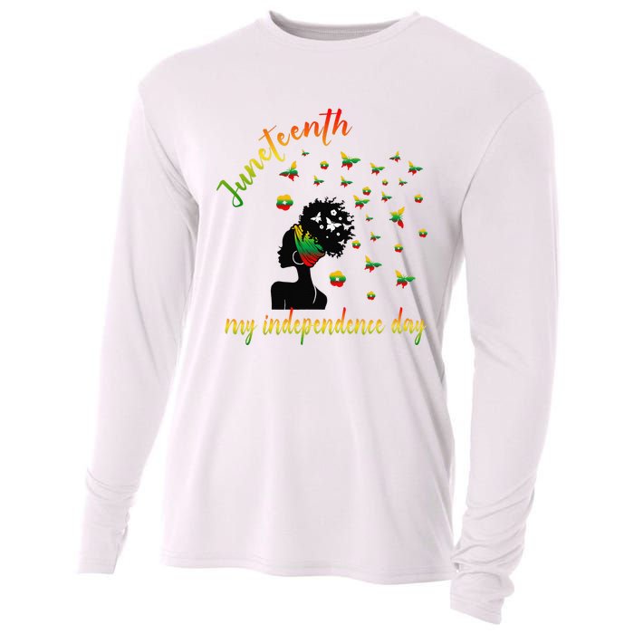 Happy Juneteenth Is My Independence Day Free Black Cooling Performance Long Sleeve Crew