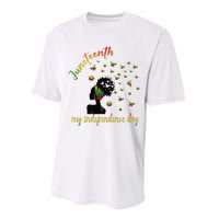 Happy Juneteenth Is My Independence Day Free Black Performance Sprint T-Shirt