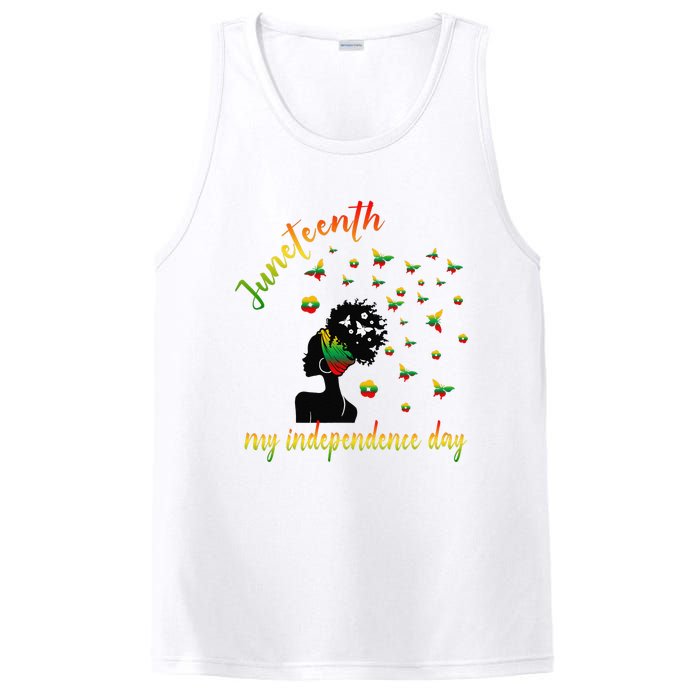 Happy Juneteenth Is My Independence Day Free Black PosiCharge Competitor Tank