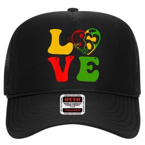 Happy Juneteenth Is My Independence Day Love Black High Crown Mesh Back Trucker Hat