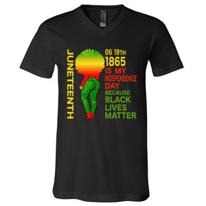 Happy Juneteenth Is My Independence Day Free Black  V-Neck T-Shirt