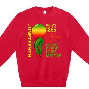 Happy Juneteenth Is My Independence Day Free Black  Premium Crewneck Sweatshirt