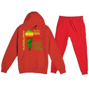 Happy Juneteenth Is My Independence Day Free Black  Premium Hooded Sweatsuit Set