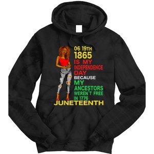 Happy Juneteenth Is My Independence Day Free Black Tie Dye Hoodie